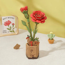 Load image into Gallery viewer, 3D Wooden Flower Puzzle: Red Carnation