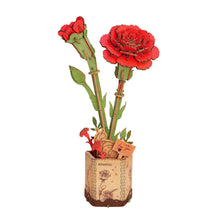 Load image into Gallery viewer, 3D Wooden Flower Puzzle: Red Carnation
