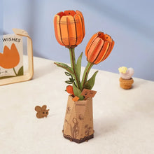 Load image into Gallery viewer, 3D Wooden Flower Puzzle: Orange Tulip