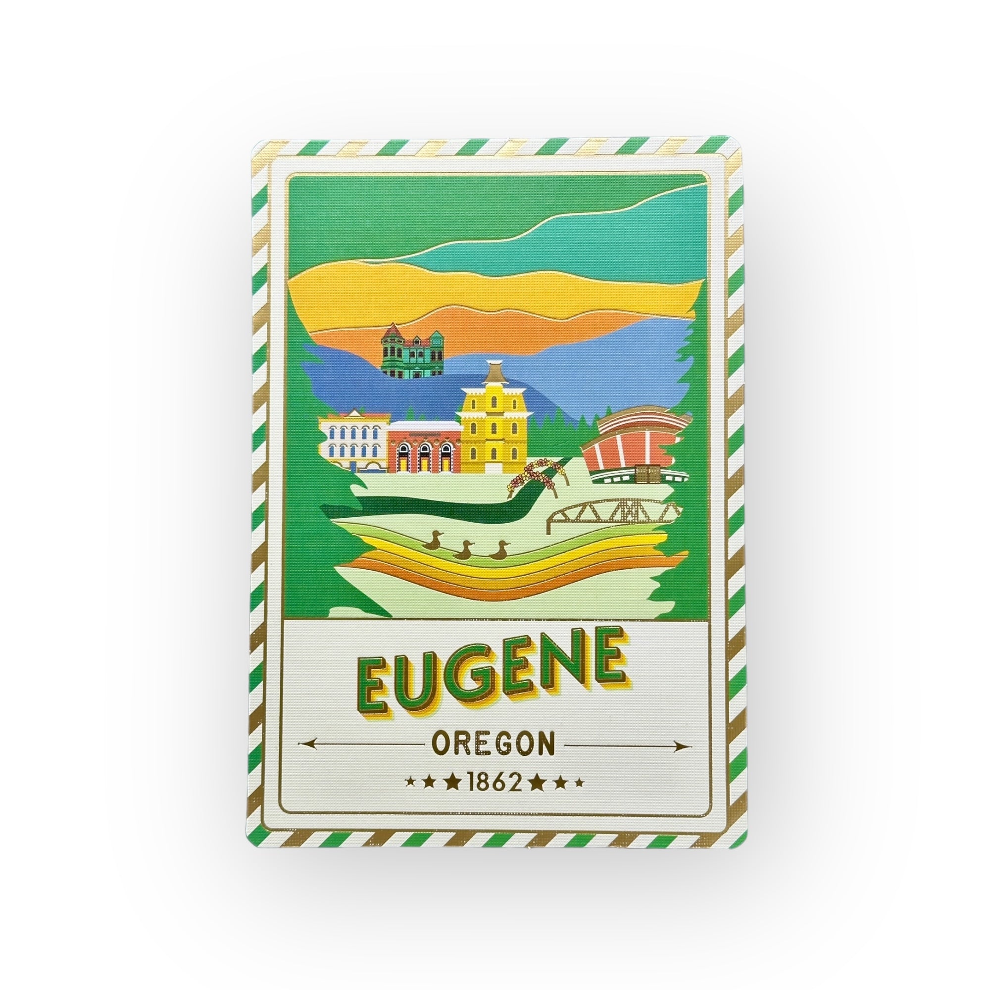 Eugene - Oregon - Postcard - Textured Foil - Landmarks Unlimited