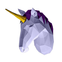 Load image into Gallery viewer, Unicorn Head 3D PaperCraft Origami Wall Art