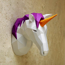 Load image into Gallery viewer, Unicorn Head 3D PaperCraft Origami Wall Art