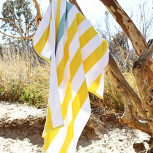 Load image into Gallery viewer, Yellow & Sea Glass Laguna Beach Towel