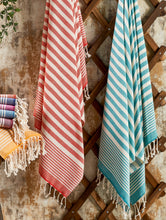 Load image into Gallery viewer, Andalusya Turkish Towels Summer Bath Beach Pool Terrybacking: Egean Blue