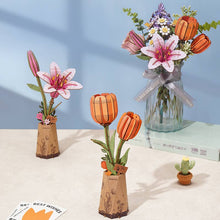 Load image into Gallery viewer, 3D Wooden Flower Puzzle: Orange Tulip