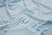 Load image into Gallery viewer, Siena Turkish Towels Terry backing Oversized Stripe Quickdry: Blue