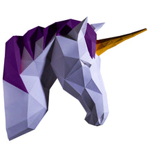Load image into Gallery viewer, Unicorn Head 3D PaperCraft Origami Wall Art
