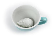 Load image into Gallery viewer, Ceramic HEDGEHOG Surprise Mug Gift (11 oz. -Aqua Green)
