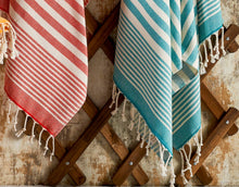 Load image into Gallery viewer, Andalusya Turkish Towels Summer Bath Beach Pool Terrybacking: Egean Blue
