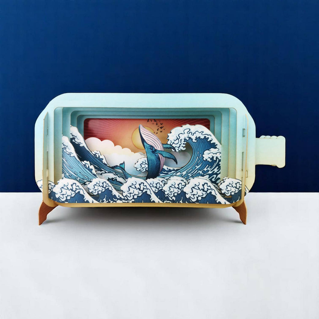 MIB340 -whale and wave Pop Up Greeting Card