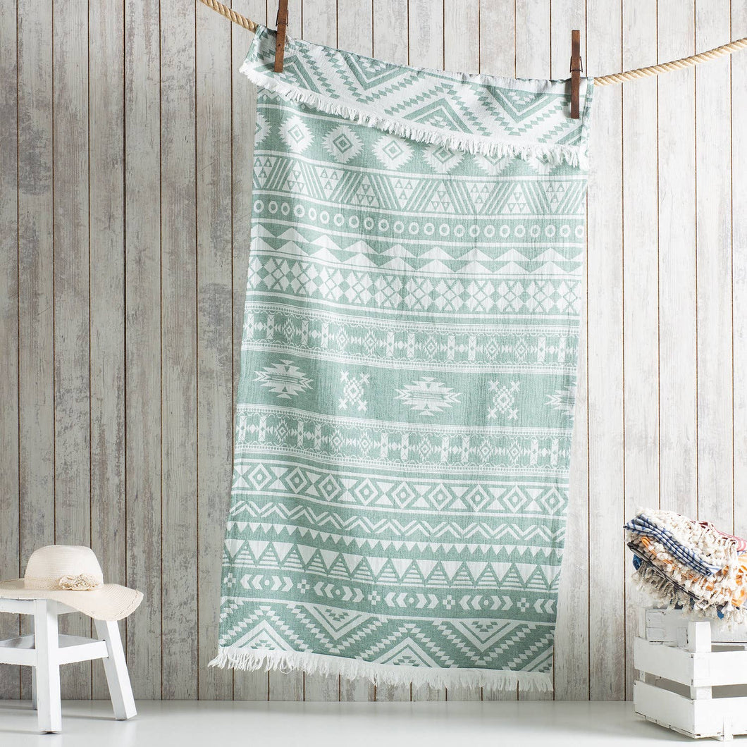 Aztec Turkish Beach Towels 33x66 Fouta Peshtemal Hammam Pool: Green