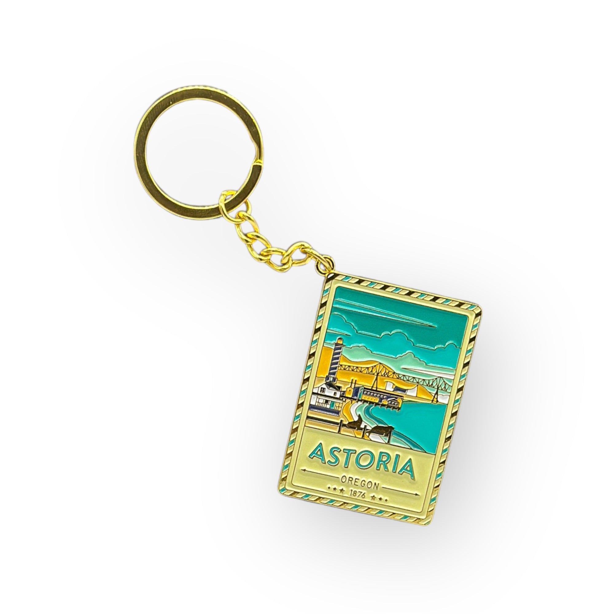 Astoria Oregon - Enamel Postcard Keychain – Landmarks Unlimited