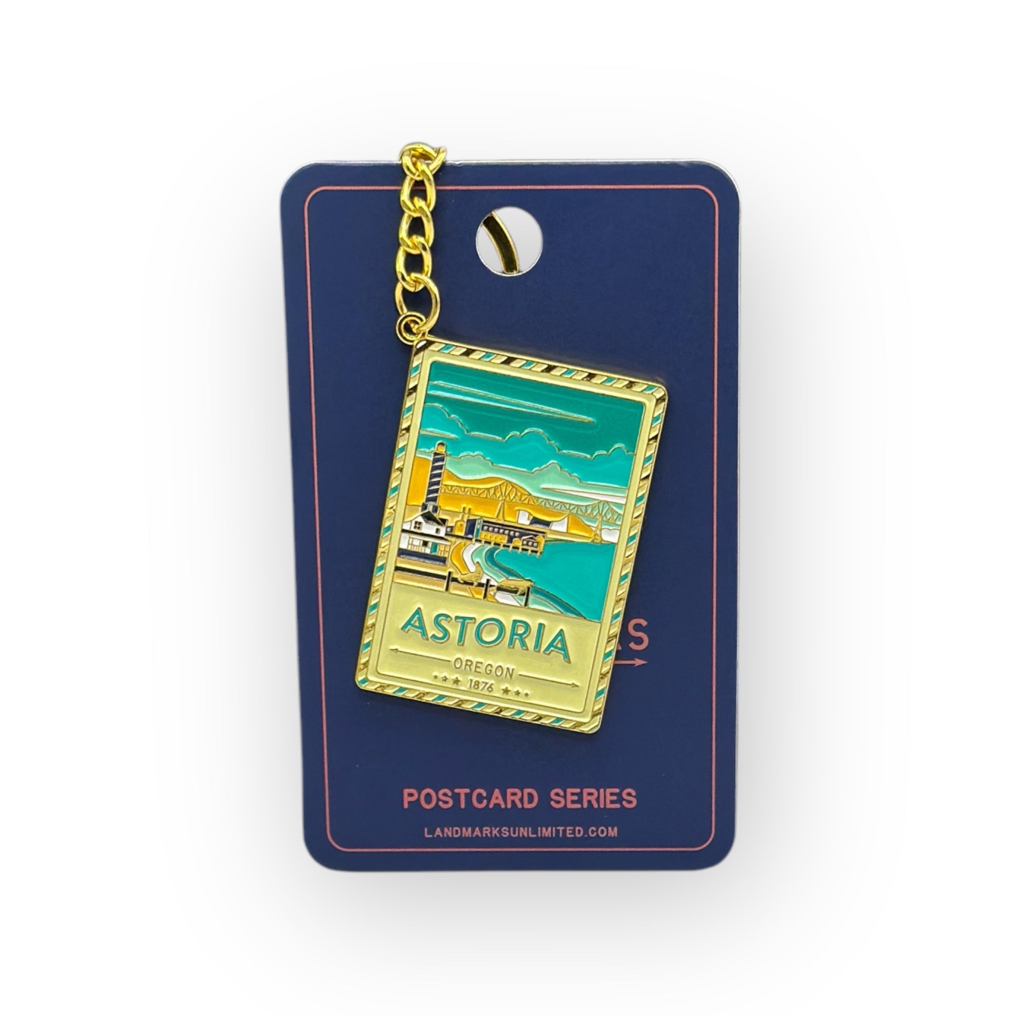 Astoria Oregon - Enamel Postcard Keychain – Landmarks Unlimited