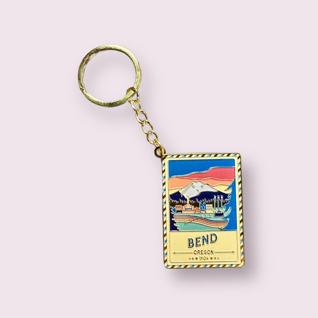 Bend Oregon - Enamel Postcard Keychain