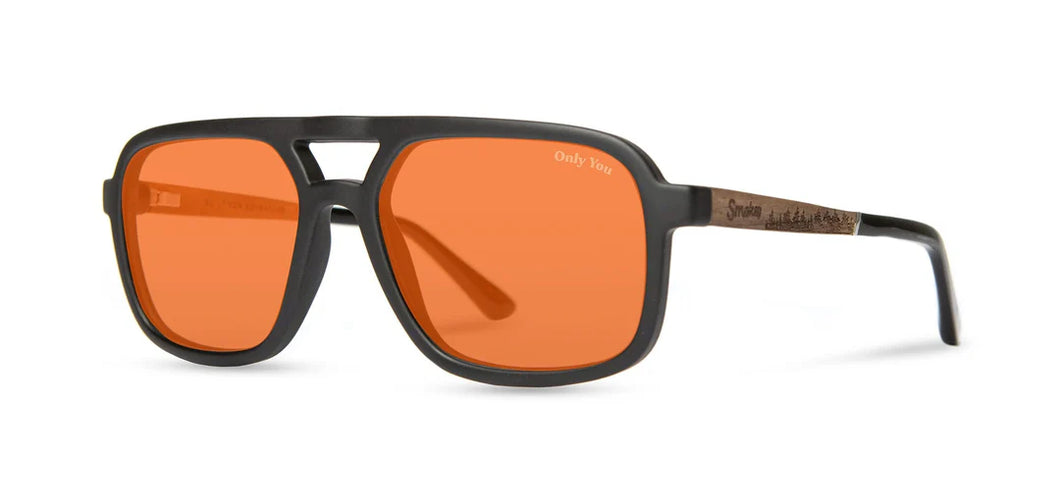 CAMP Glacier Sunglasses - Smokey Bear Edition - Matte Black / Walnut / Basic Polarized Amber