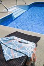 Load image into Gallery viewer, MARRAKECH | LUXURY BEACH TOWEL | APRICOT - BLUE
