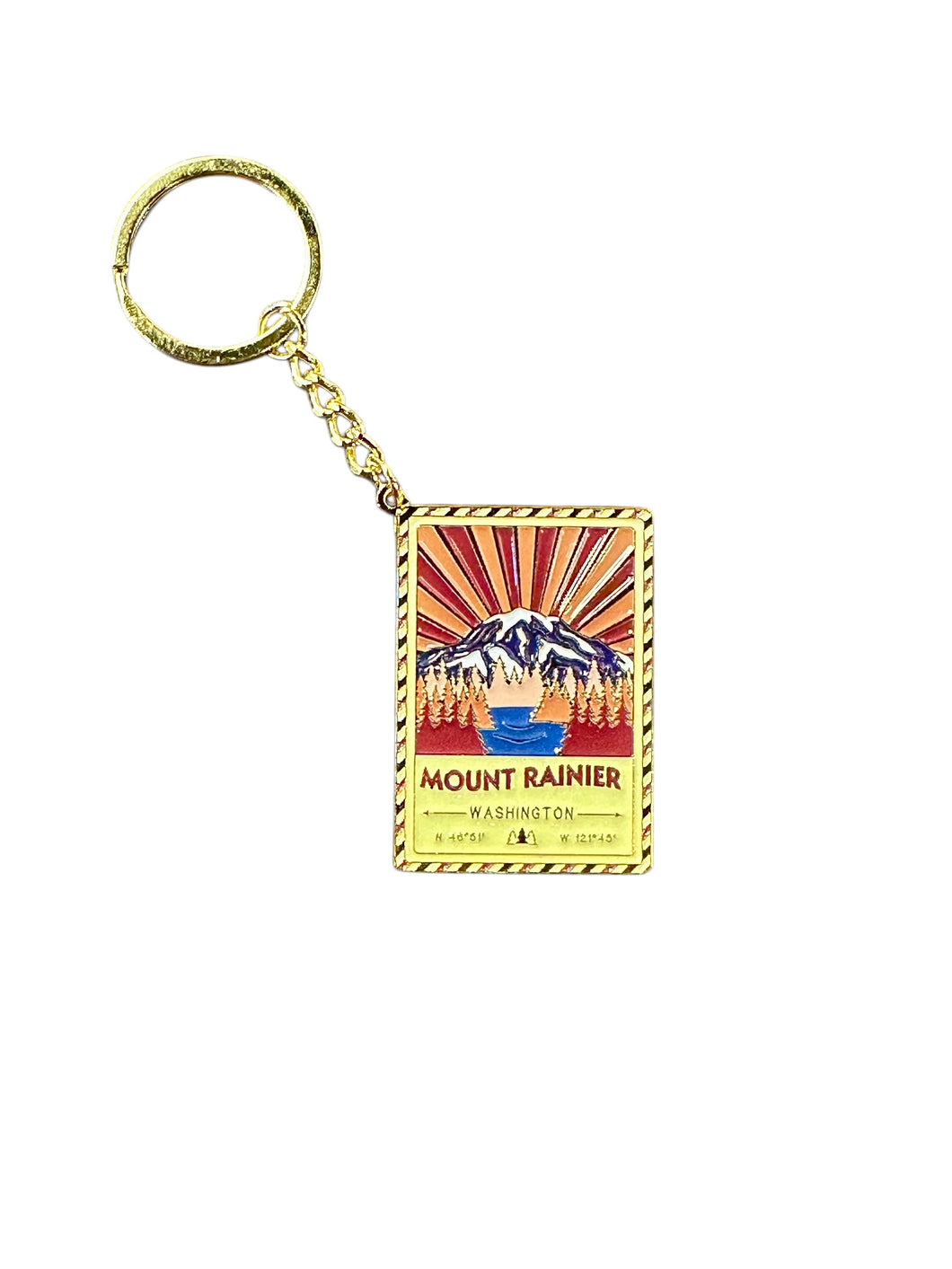 Mount Rainier Washington - Enamel Postcard Keychain