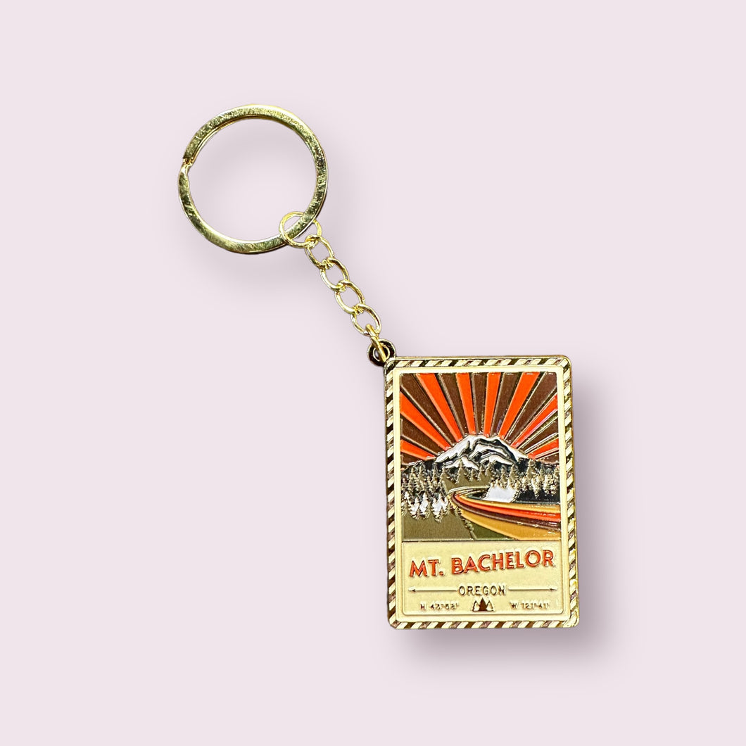 Mount Bachelor Oregon - Enamel Postcard Keychain