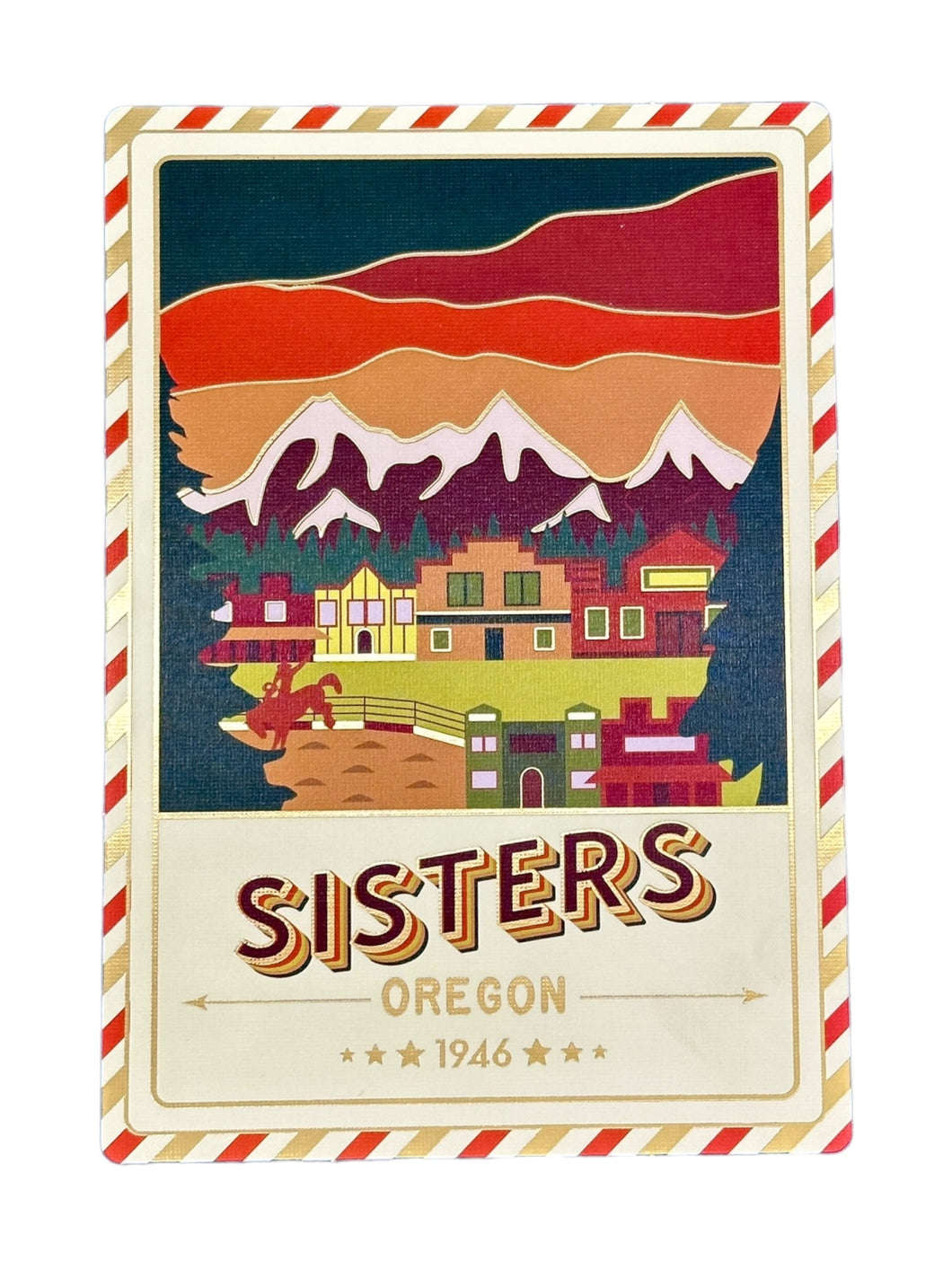 Sisters - Oregon - Postcard - Textured Foil
