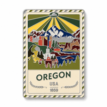 Load image into Gallery viewer, State of Oregon - Enamel Postcard Magnet
