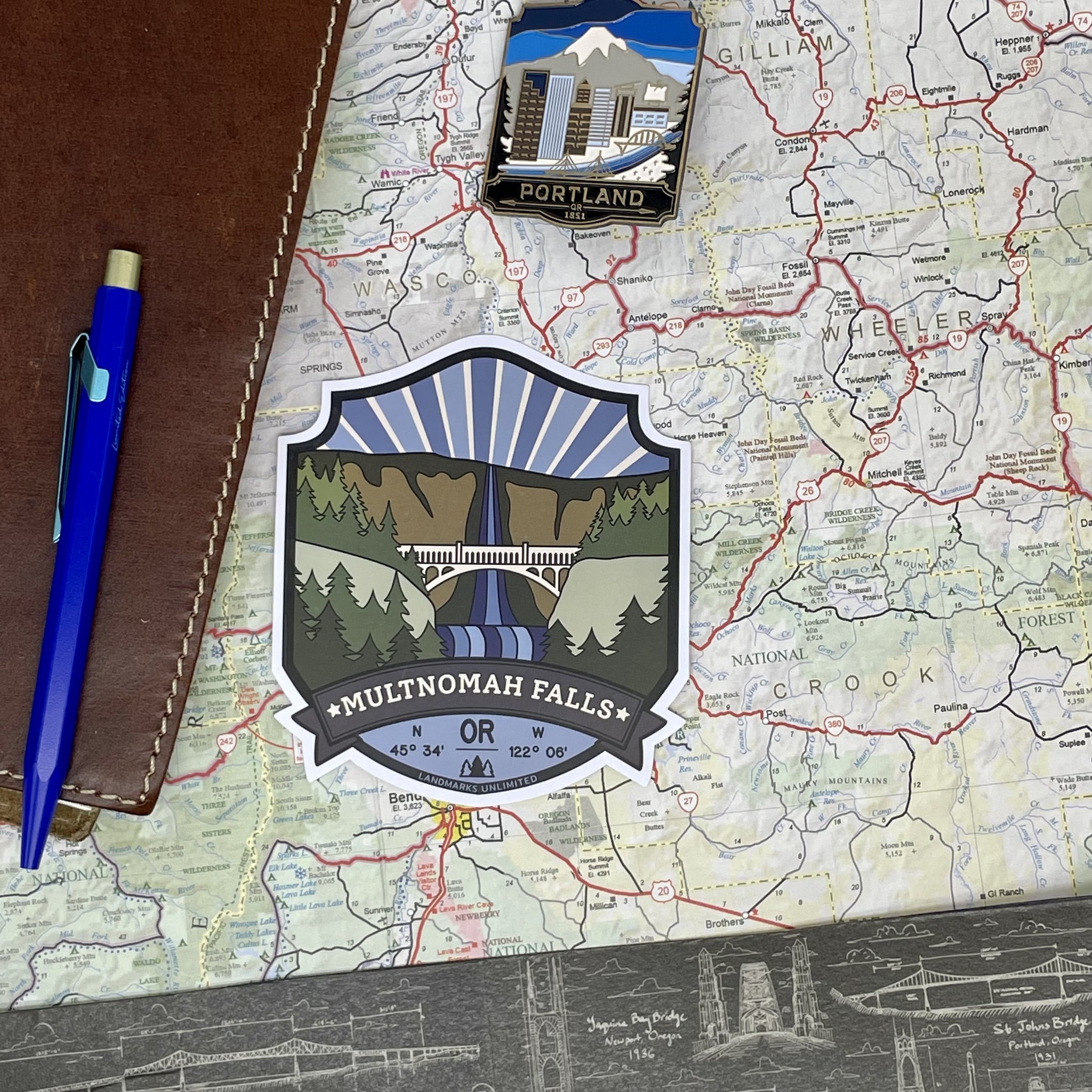 Multnomah Falls Sticker Oregon - Vinyl Sticker - Multnomah Falls – Landmarks Unlimited