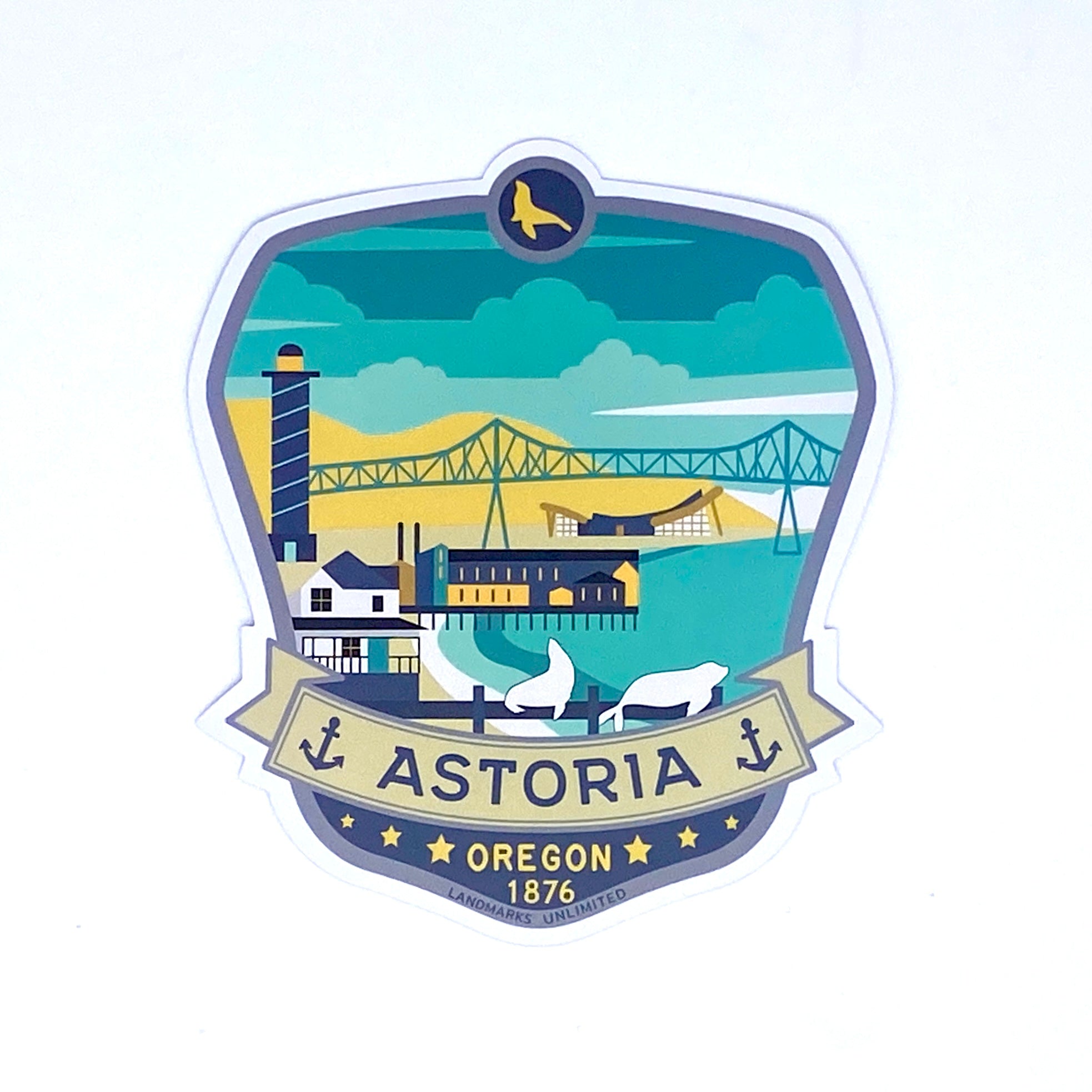 Astoria, Oregon 4" Vinyl Sticker Landmarks Unlimited
